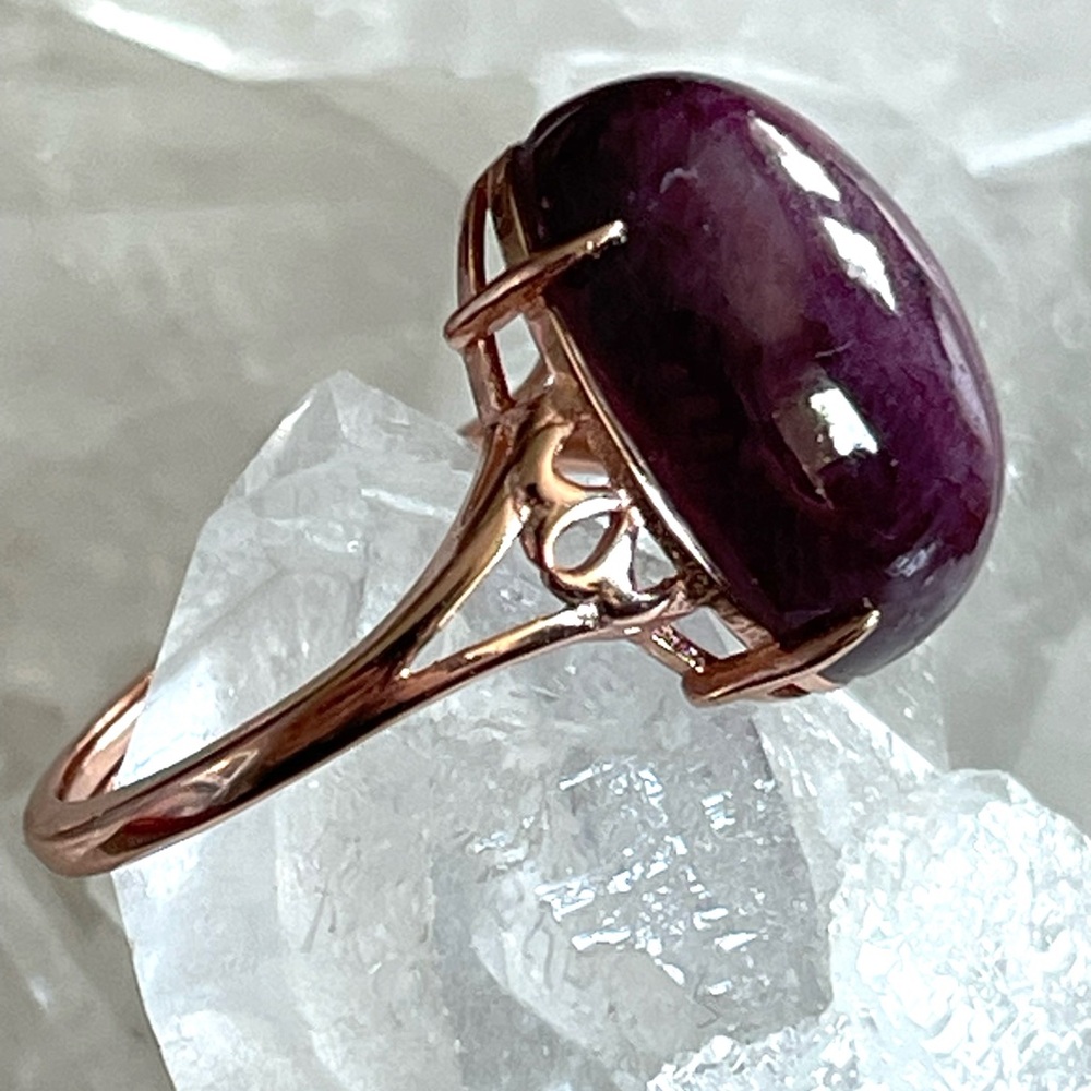 Raw Ruby Ring, S925 Rose Gold Adjustable Ring Uv … - image 4